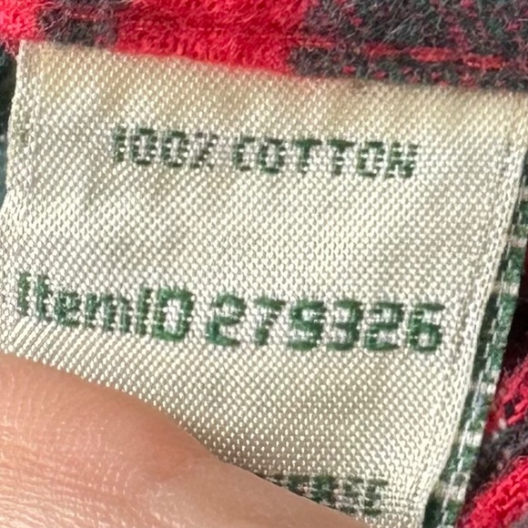 L.L. Bean Scotch Plaid Flannel Shirt Button Down Sz XLP XL Petite Red Green - Picture 5 of 5